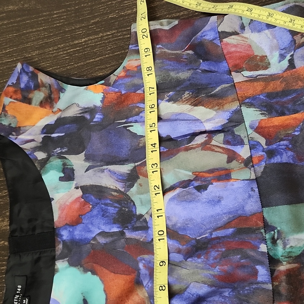 Lafayette 148 New York Watercolor Fit & Flare Dress Sleeveless Size 14 - Picture 7 of 9